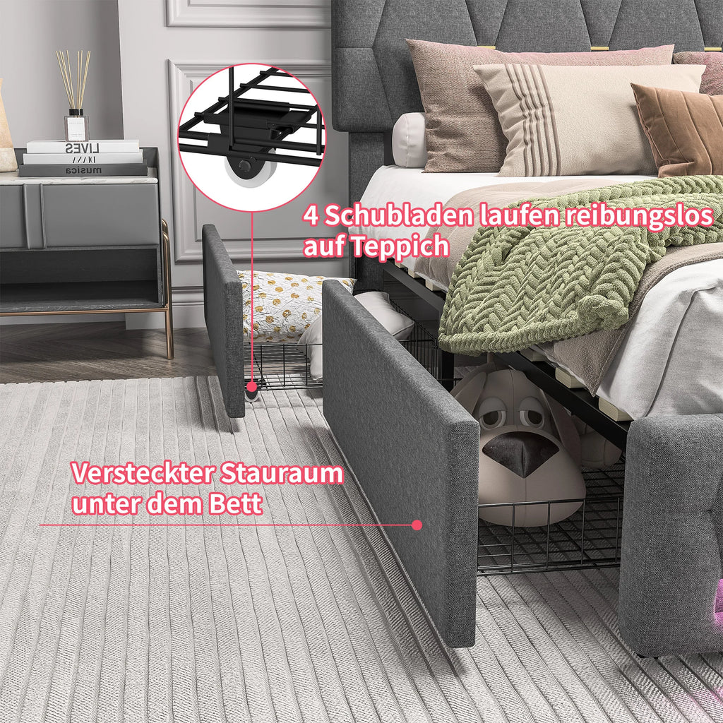 FEEOHOME BED - Upholstered Storage Bed with LED - Sleep Like You Mean It