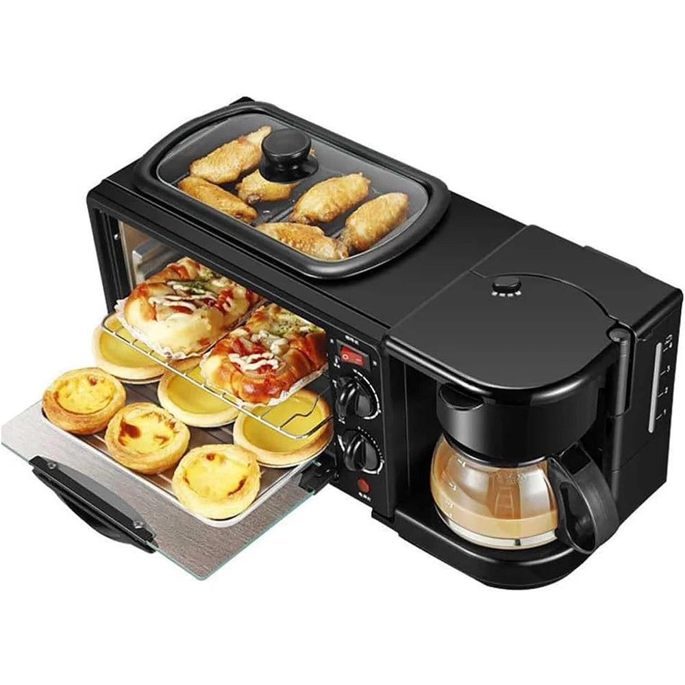 3-in-1 Breakfast Machine – 9L Oven Coffee Maker Grill Pan