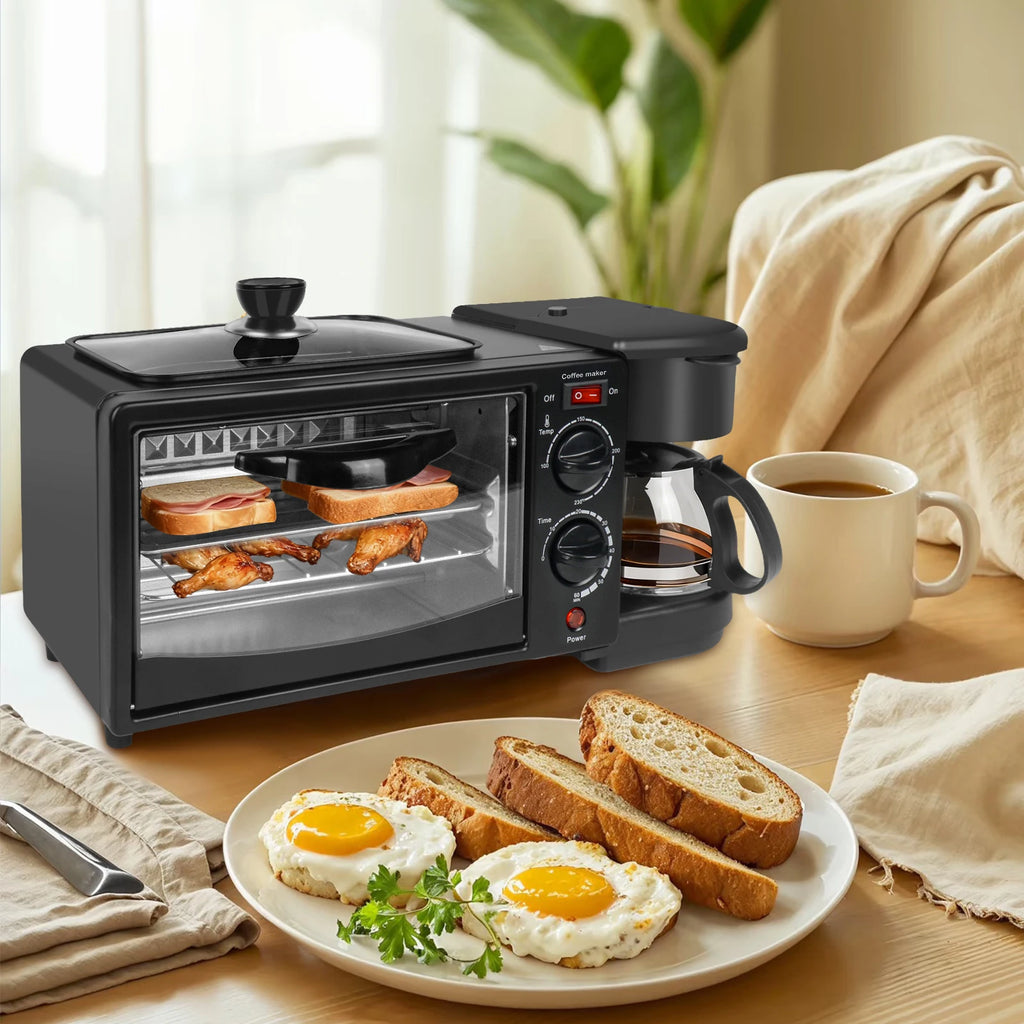 3-in-1 Breakfast Maker – 9L Oven Coffee Pot Grill Pan 220V