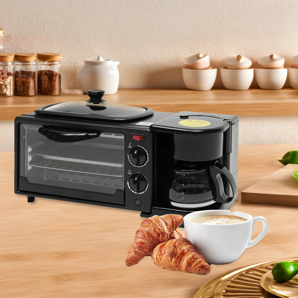 3-in-1 Breakfast Machine – 9L Oven Coffee Maker Grill Pan