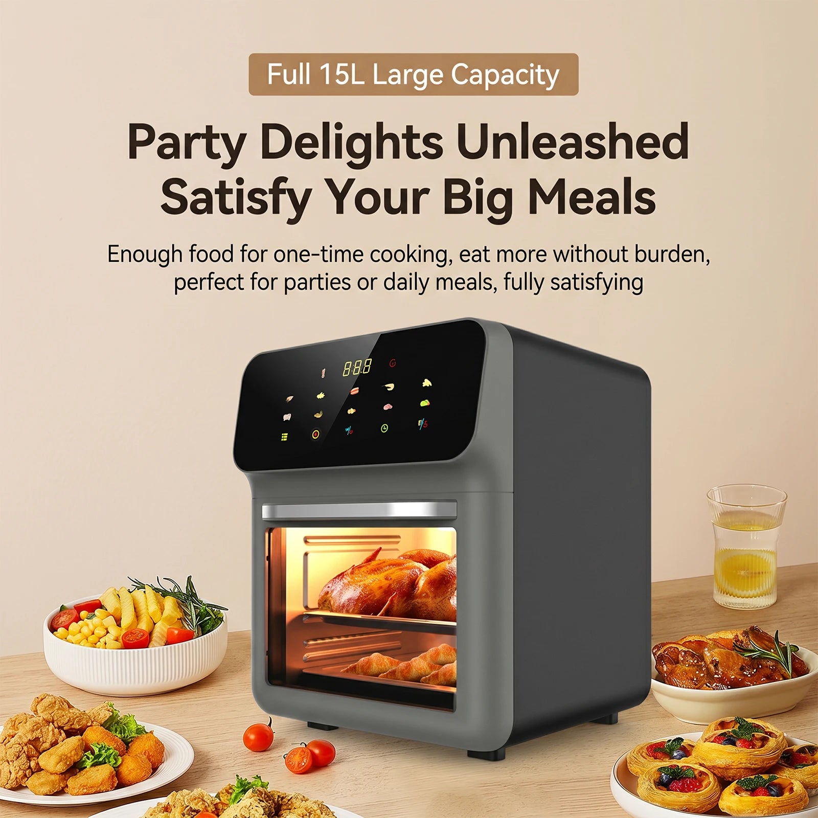 10L Air Fryer Oven 1350W – Touchscreen Low-Fat Healthy Cooking