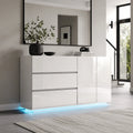 GLOSS MASTER - 160cm High-Gloss Sideboard Cabinet - 2 Doors, 3 Drawers, Push-to-Open