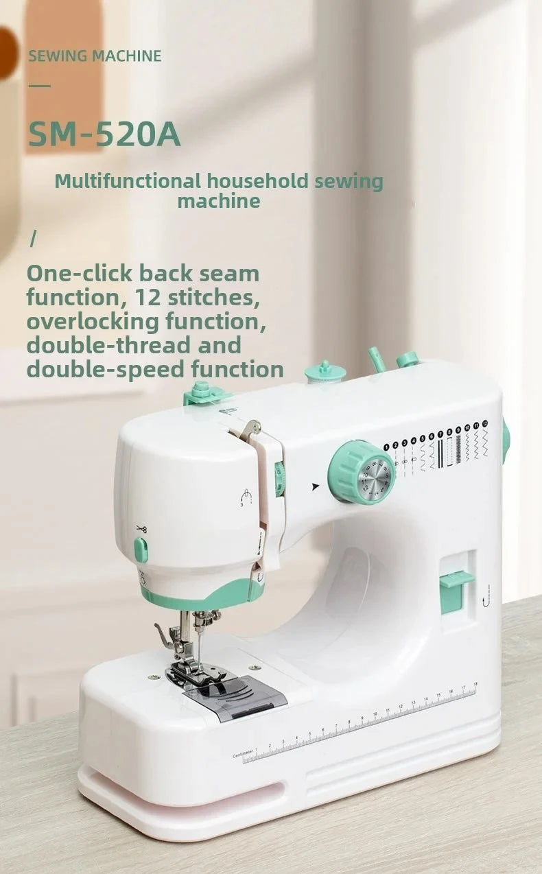 Home Sewing Machine for Beginners – 12 Stitches, LED, 220V