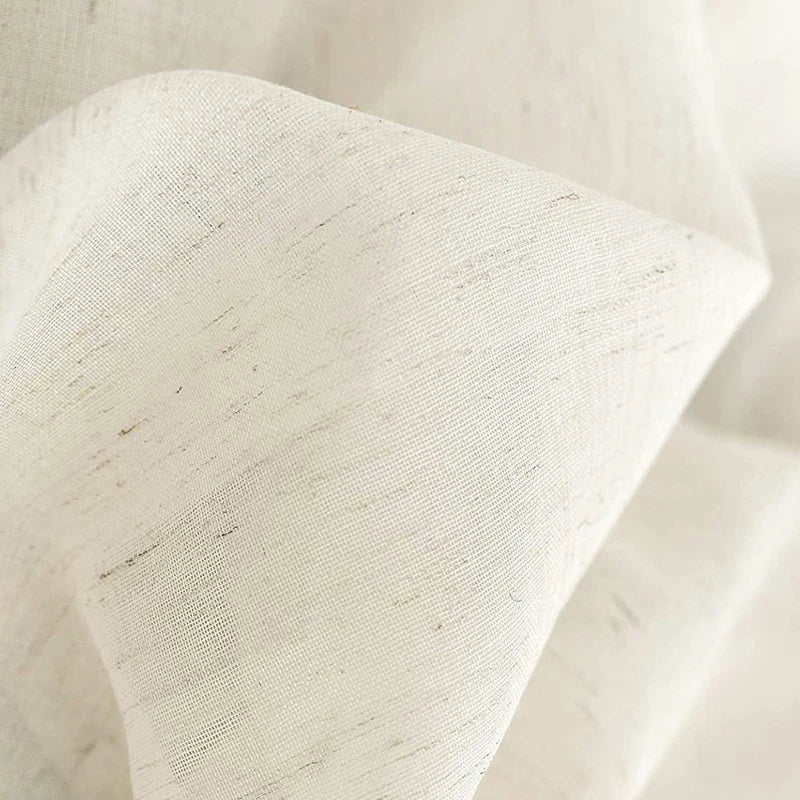 BEIGE LINEN SHEER CURTAINS - Natural Flax Weave, Custom Sizes - Soft Windows