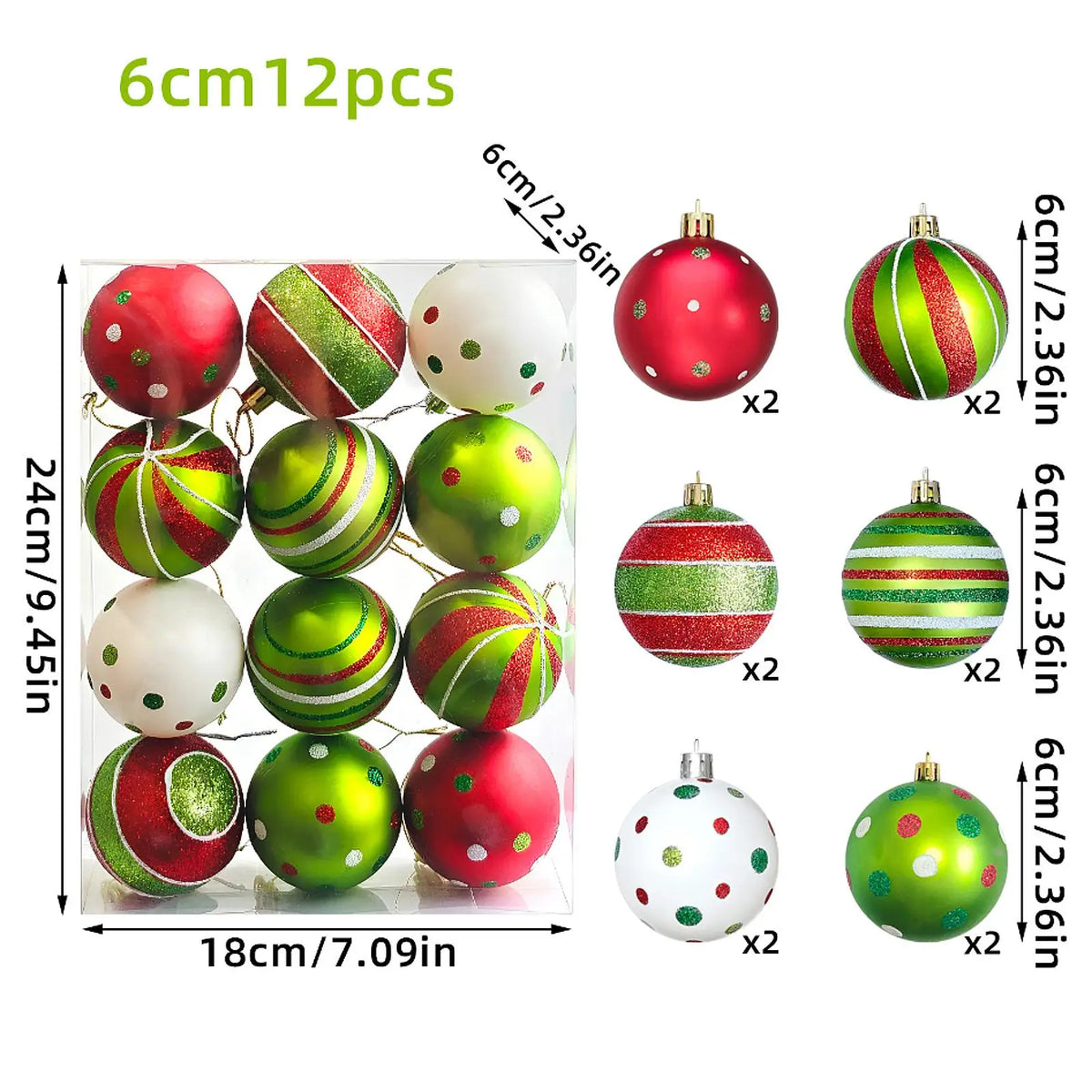 Christmas Ornament Sets - 6 cm - Nine Festive Styles