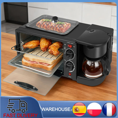 3-in-1 Breakfast Maker – 9L Oven Coffee Pot Grill Pan 220V