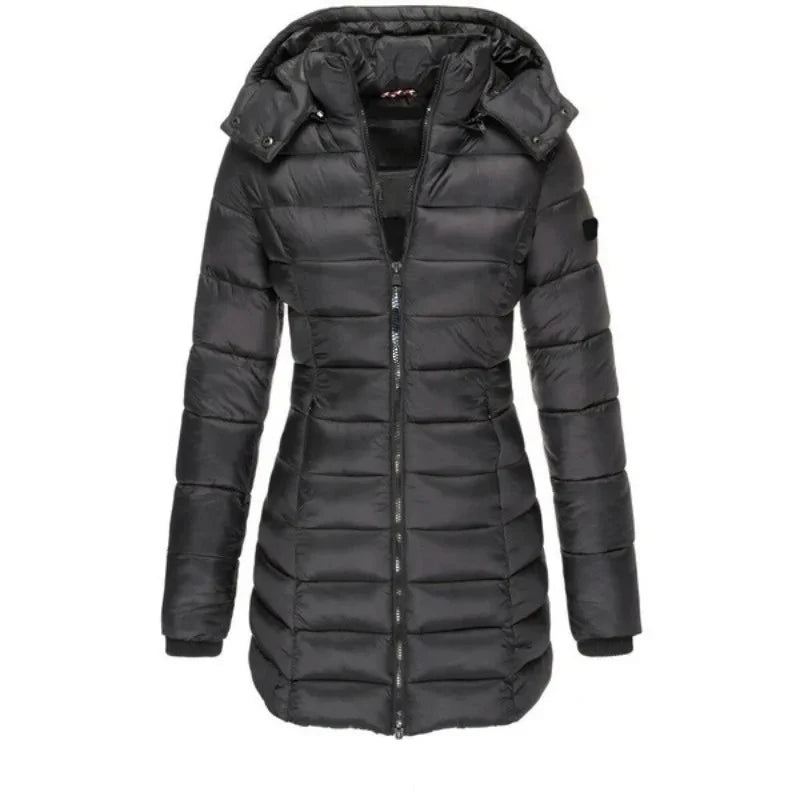 Slim Hooded Puff Parka – Mid-Length Winter Coat