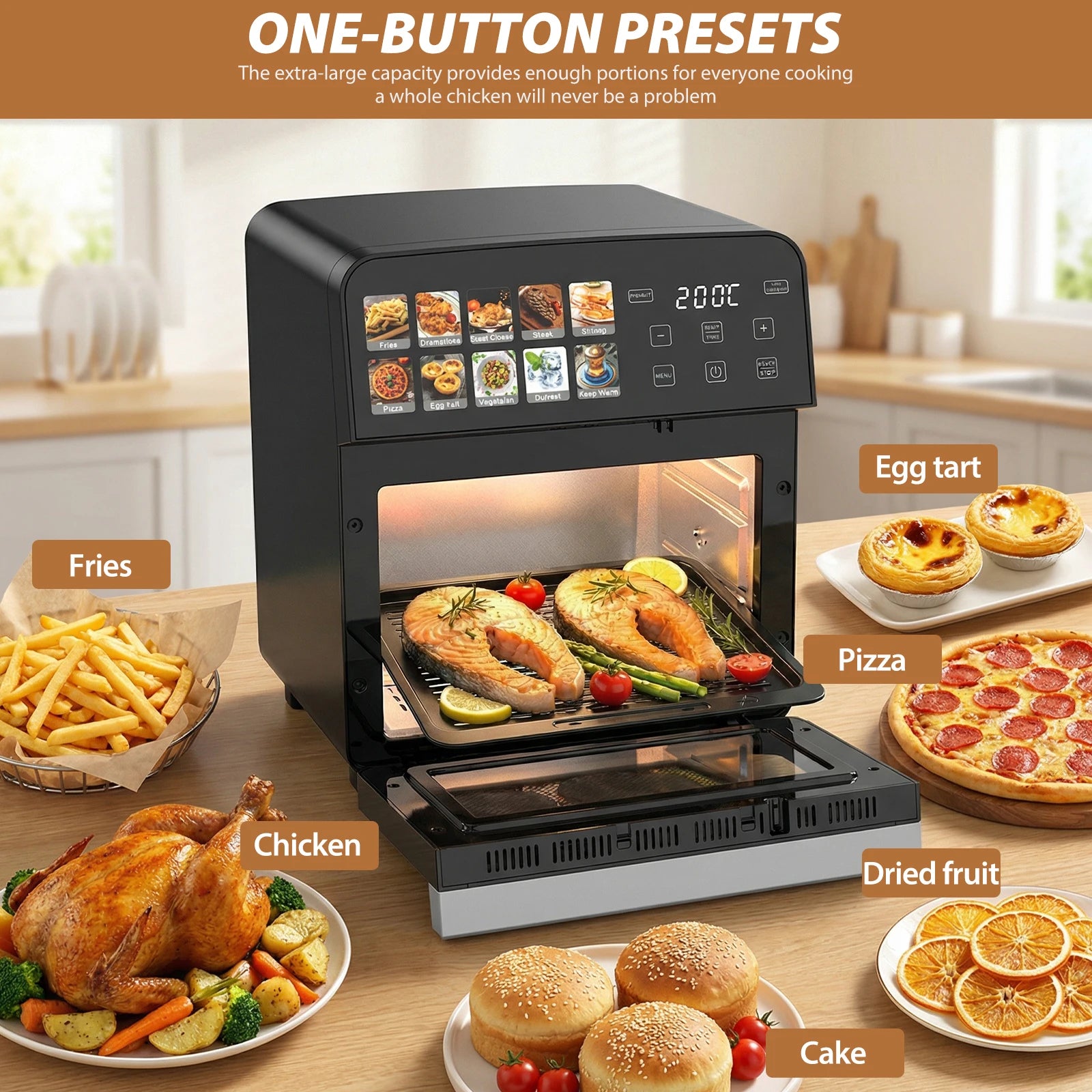 10L Air Fryer Oven 1800W Oil-Free Touch 11 Programs