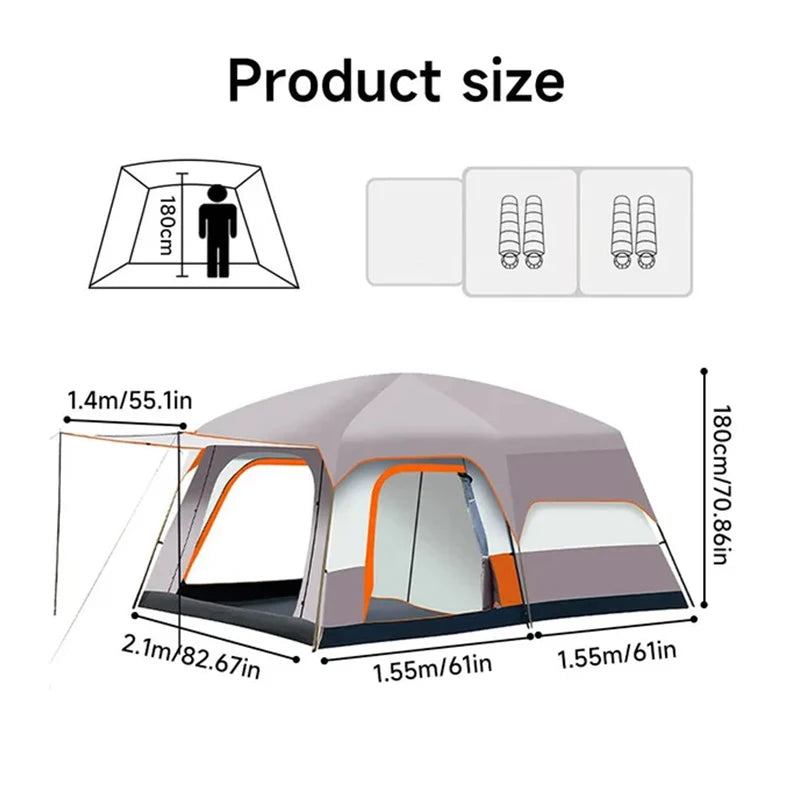 Luxury Family Camping Tent One Bedroom One Living Room Large Waterproof
