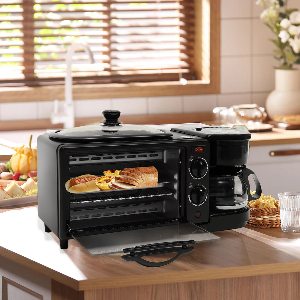 3-in-1 Breakfast Machine – 9L Oven Coffee Maker Grill Pan