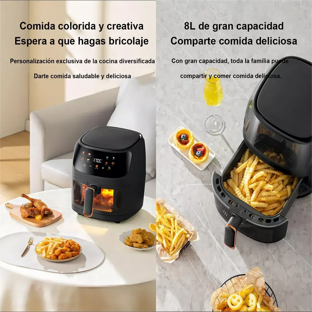 8L Air Fryer 2400W – Visible Window 8 Menus 360° Heating
