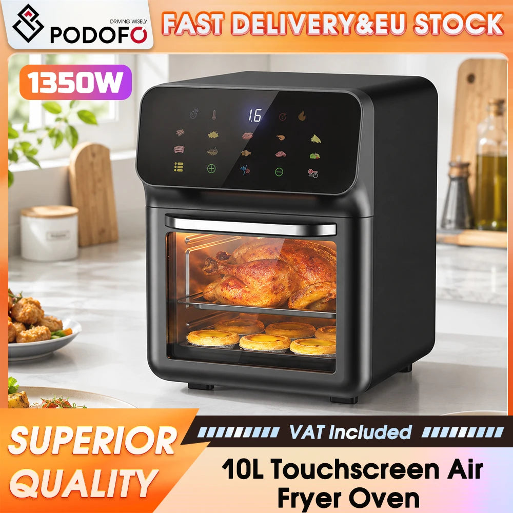 10L Air Fryer Oven 1350W – Touchscreen Low-Fat Healthy Cooking