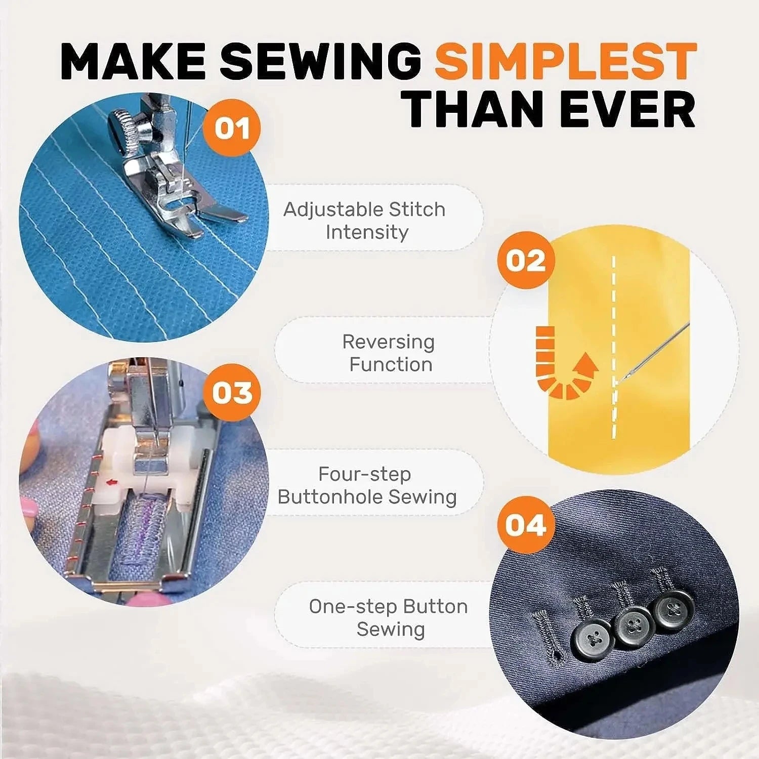 Home Sewing Machine for Beginners – 12 Stitches, LED, 220V