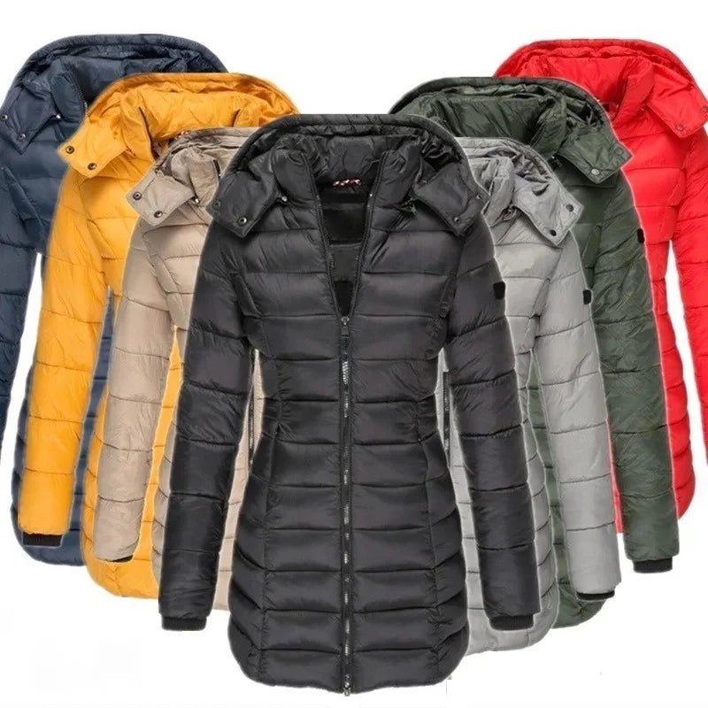 Slim Hooded Puff Parka – Mid-Length Winter Coat