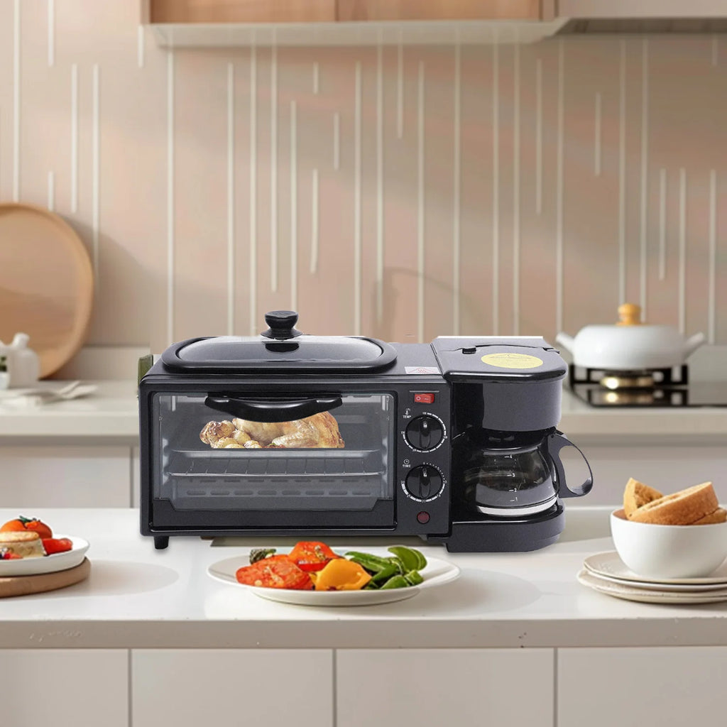 3-in-1 Breakfast Maker – 9L Oven Coffee Pot Grill Pan 220V