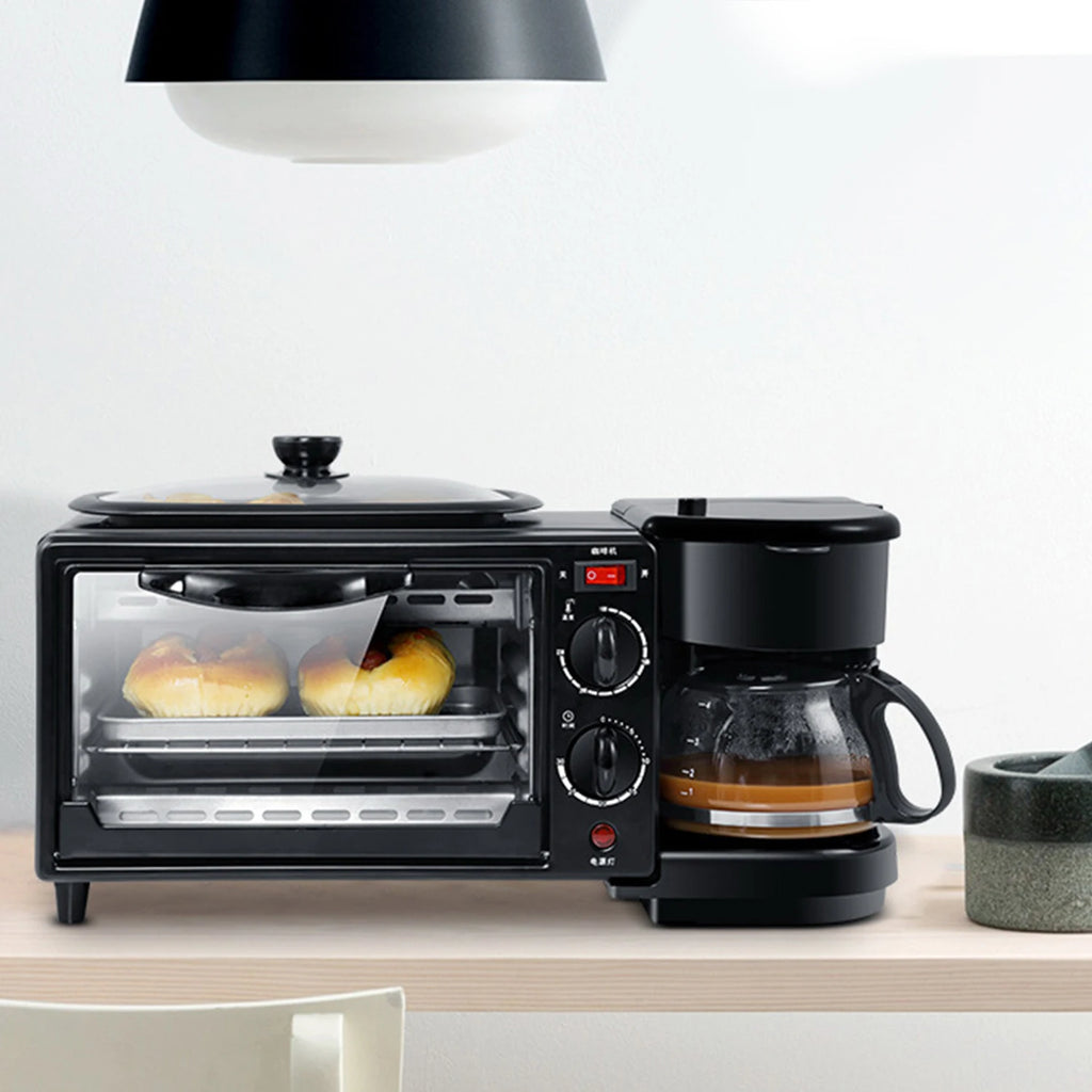 3-in-1 Breakfast Machine – 9L Oven Coffee Maker Grill Pan