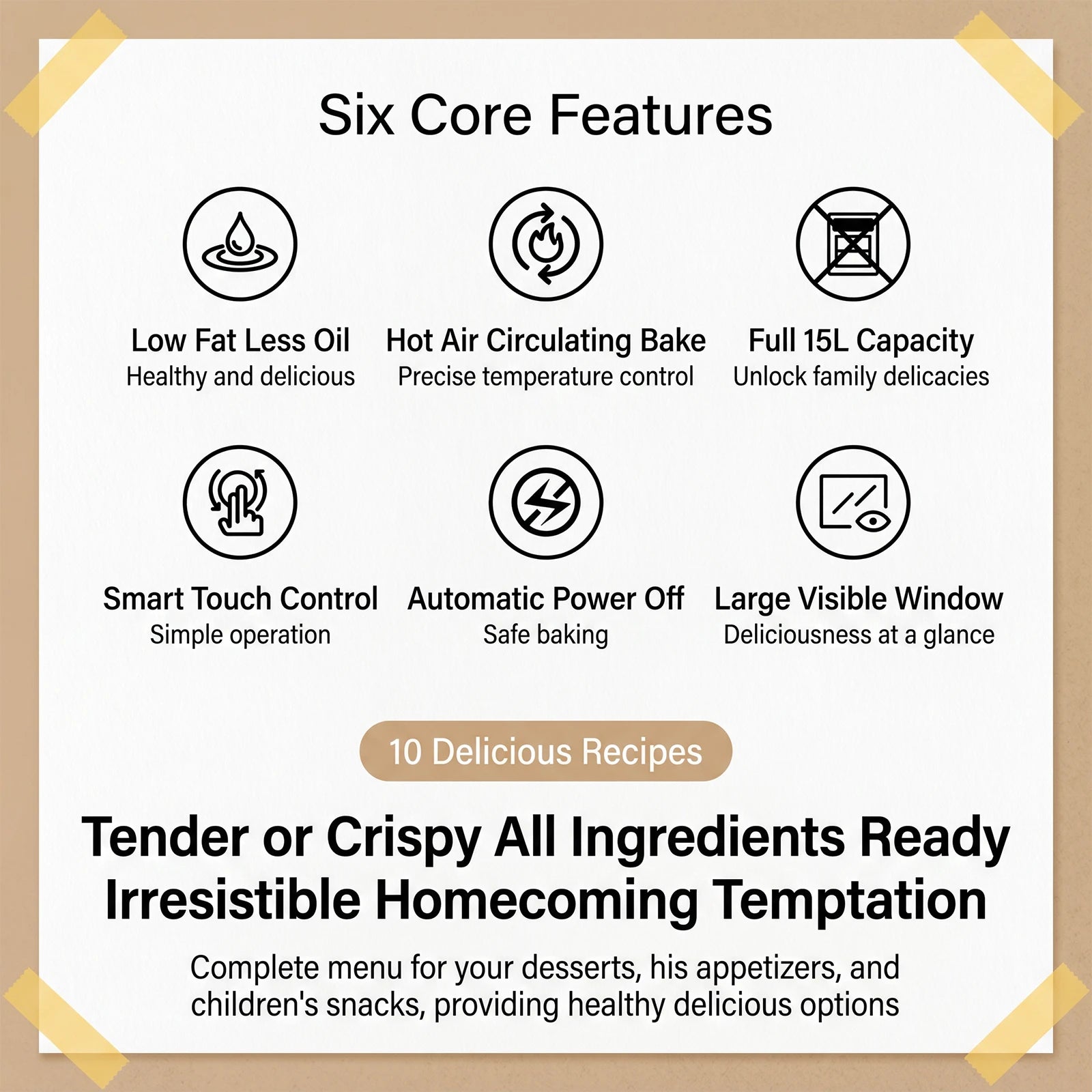 10L Air Fryer Oven 1350W – Touchscreen Low-Fat Healthy Cooking
