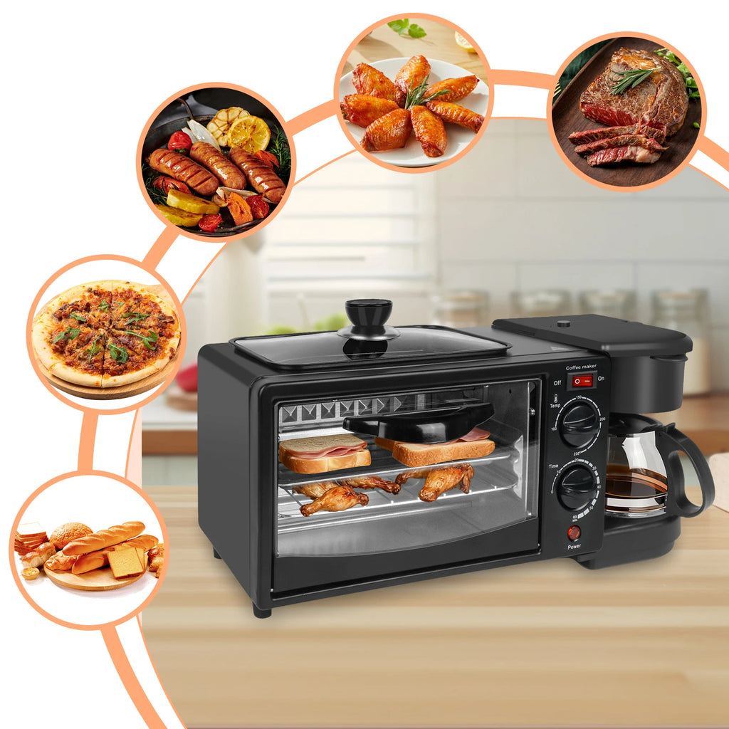 3-in-1 Breakfast Maker – 9L Oven Coffee Pot Grill Pan 220V