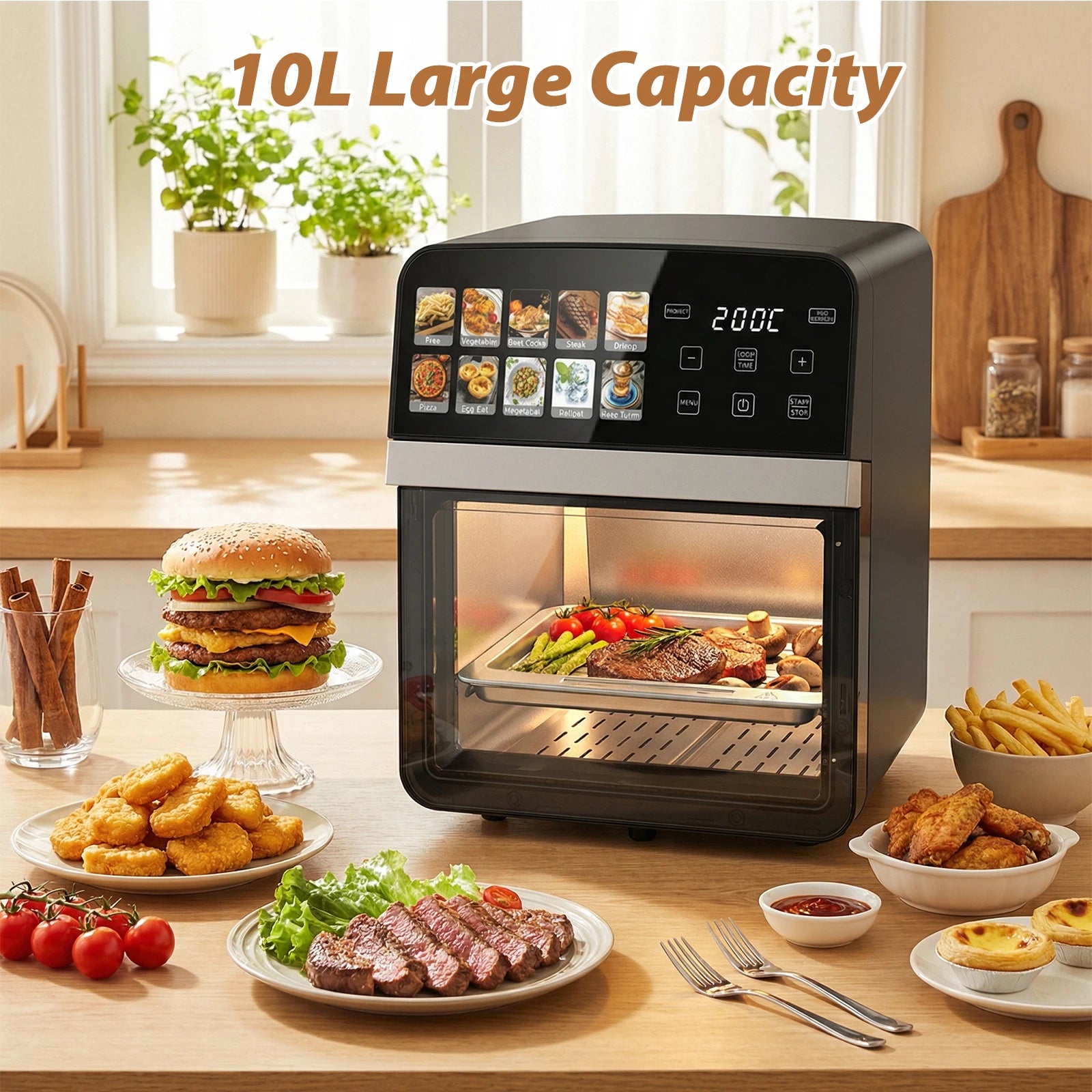 10L Air Fryer Oven 1800W Oil-Free Touch 11 Programs