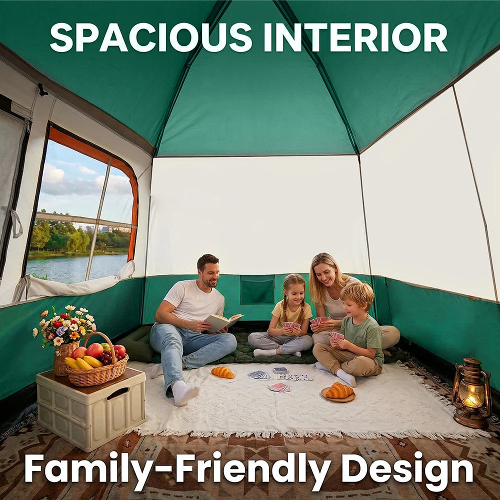 Outdoor Camping Tent 4-6 Person Double Layer 2 Room Waterproof Windproof