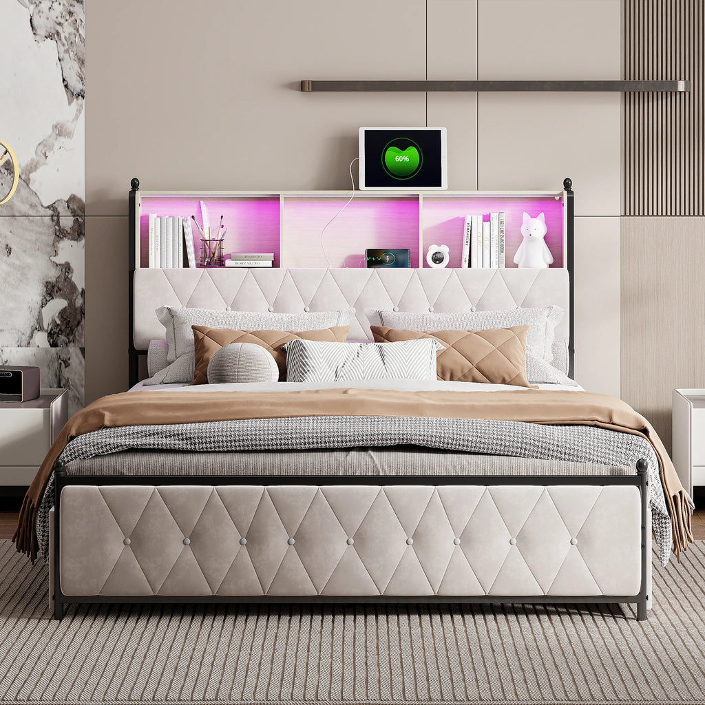 Double Bed 180x200 – 4 Drawers & Storage Headboard