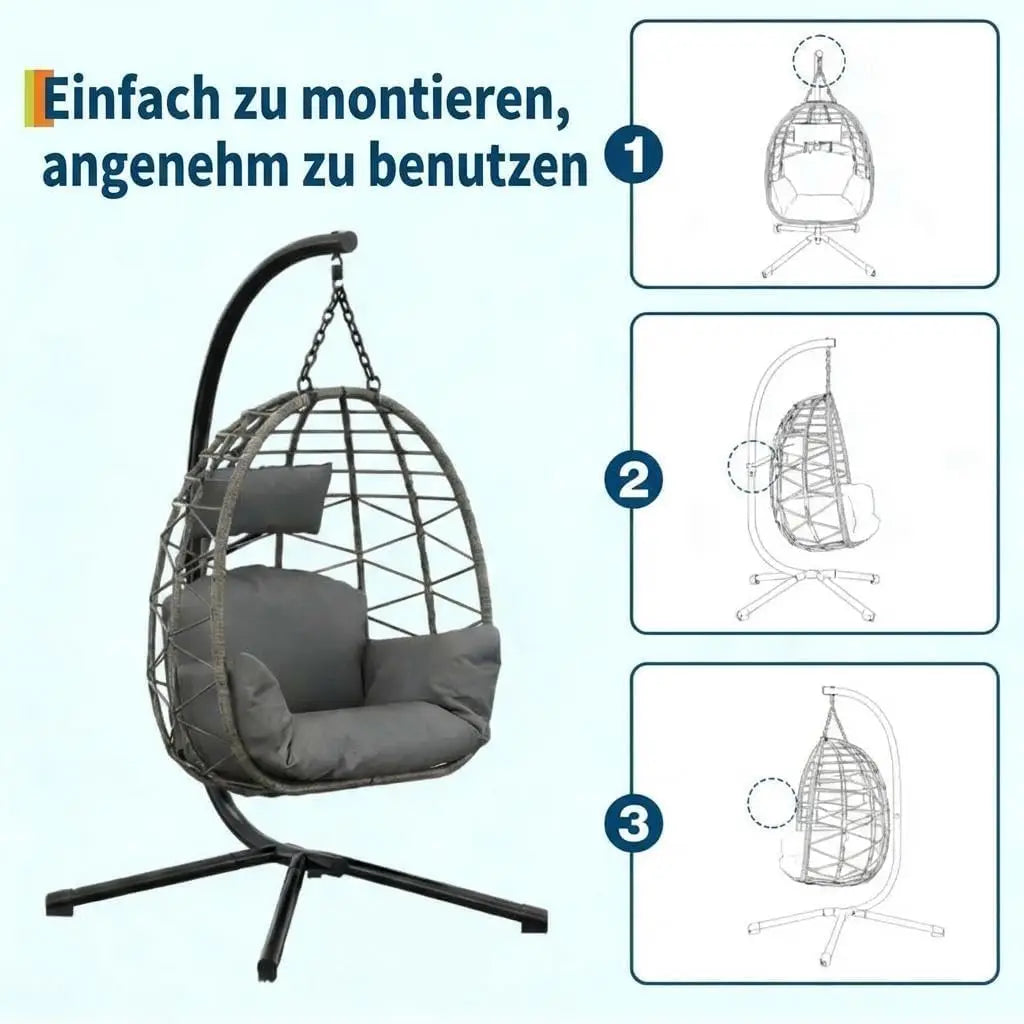 Hanging Egg Chair - Steel Stand - Quiet Retreat