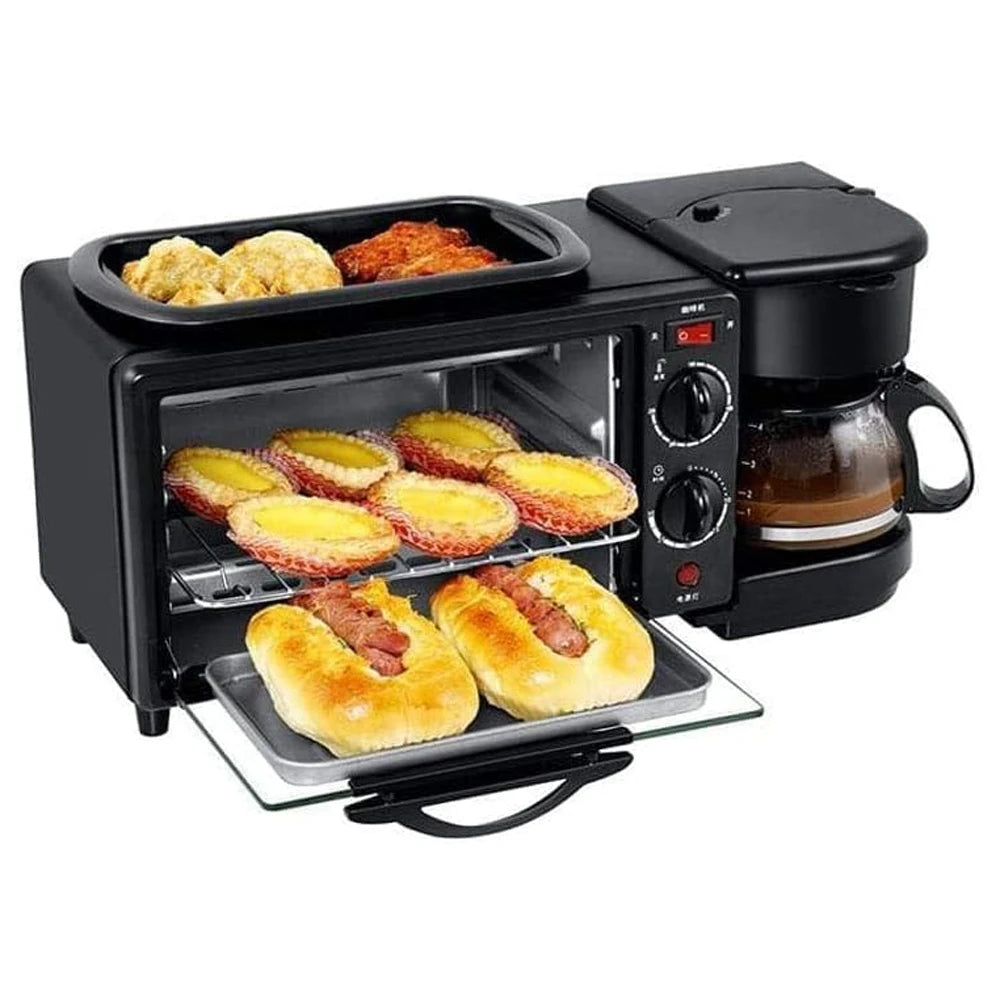 3-in-1 Breakfast Machine – 9L Oven Coffee Maker Grill Pan