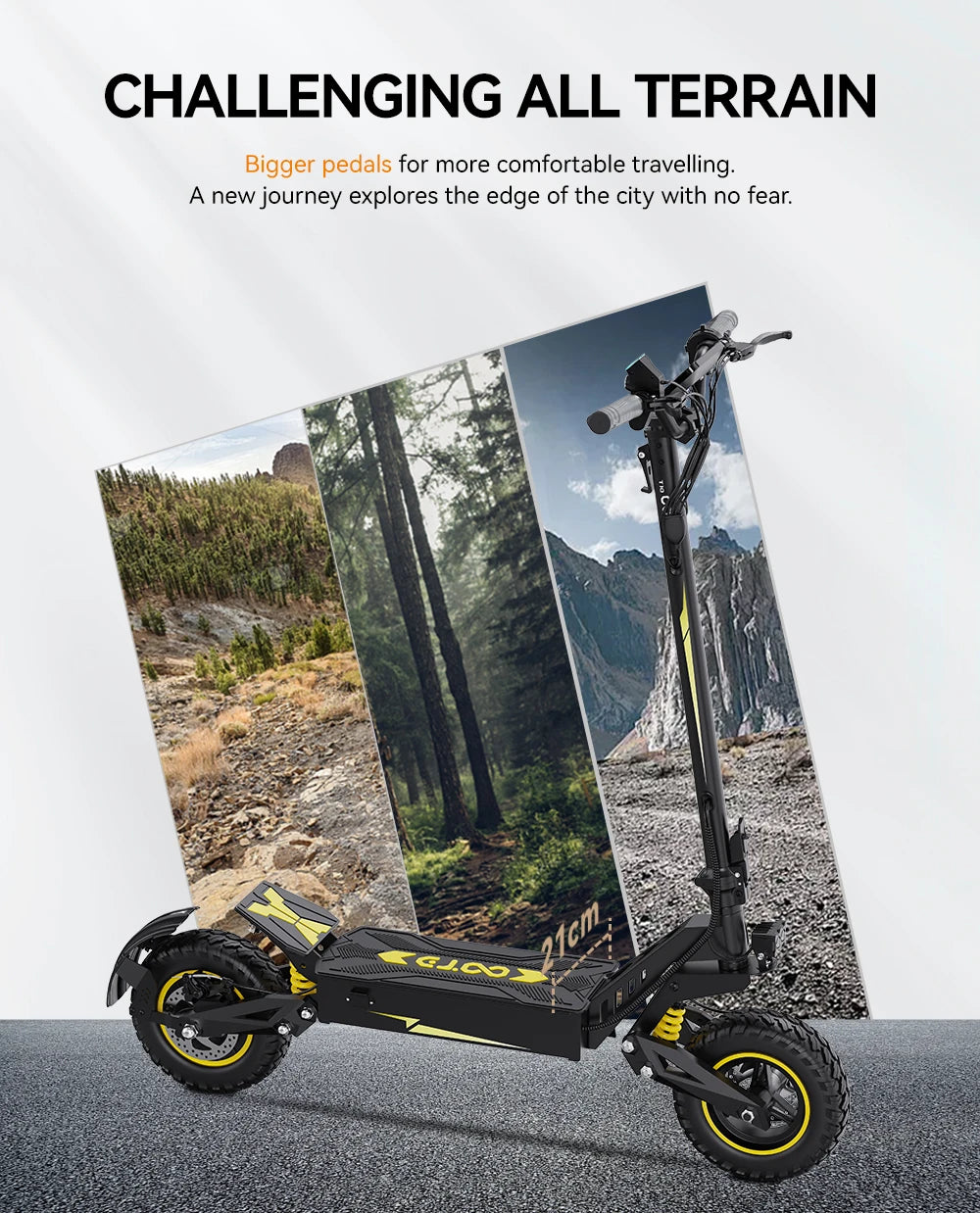 T10 Electric Scooter - Yellow, 11-Inch Wheels - City Rhythm