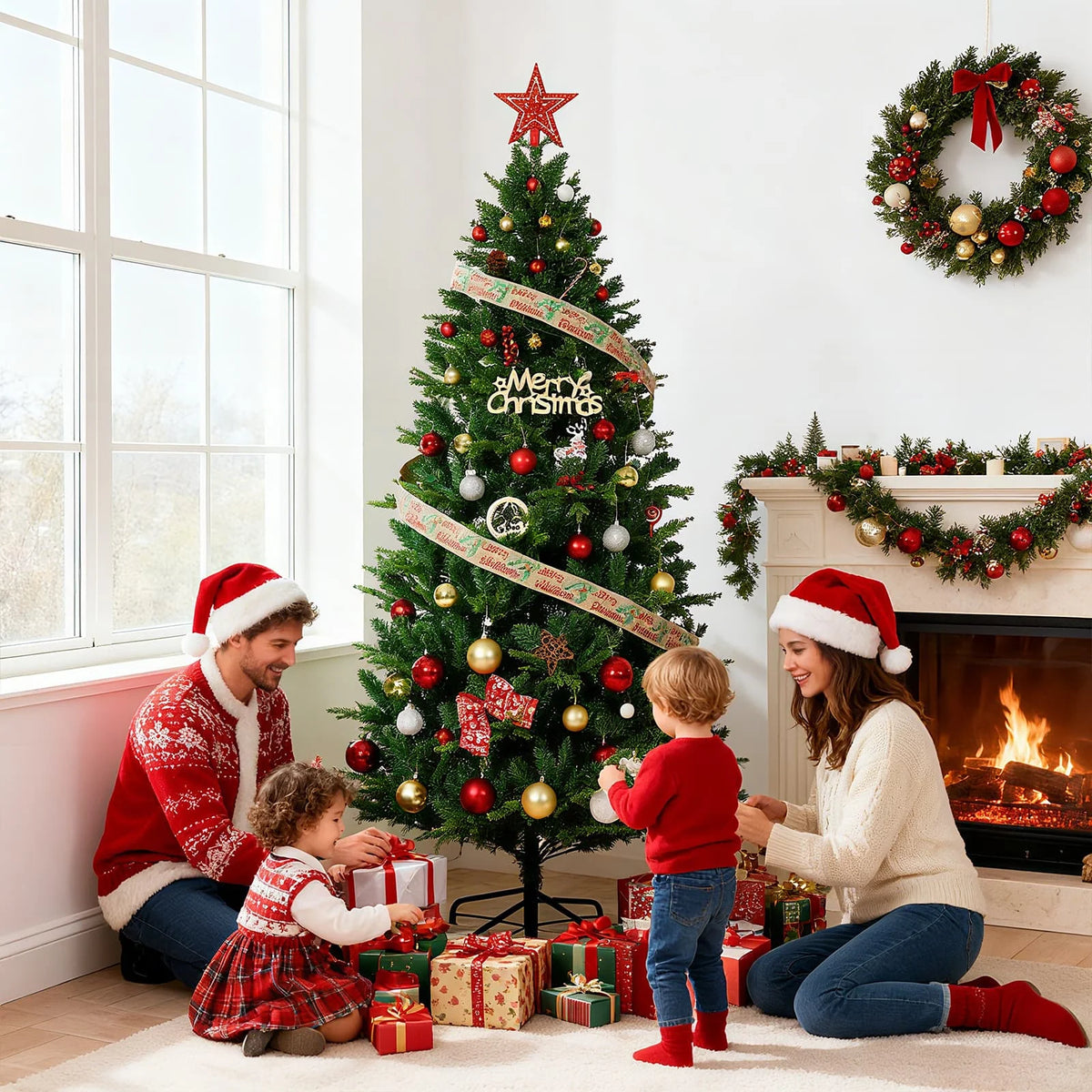 Slim Artificial Christmas Tree - 5–9 ft - Natural Green
