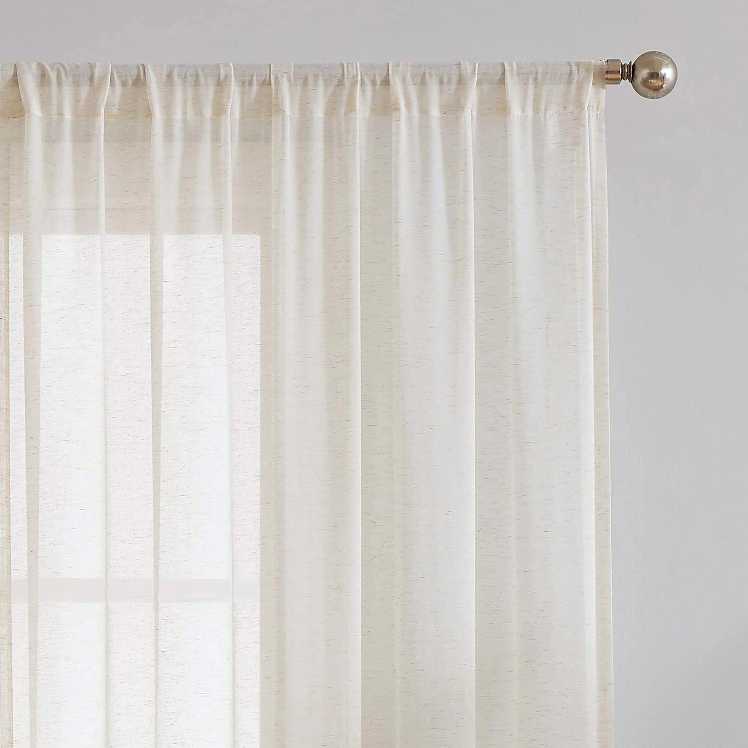 BEIGE LINEN SHEER CURTAINS - Natural Flax Weave, Custom Sizes - Soft Windows