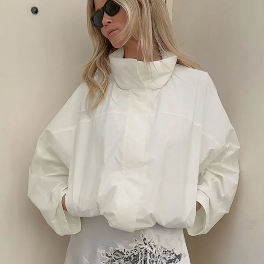 RED SIGNAL - Streetwear Stand Collar Zip Jacket - Women's Outerwear