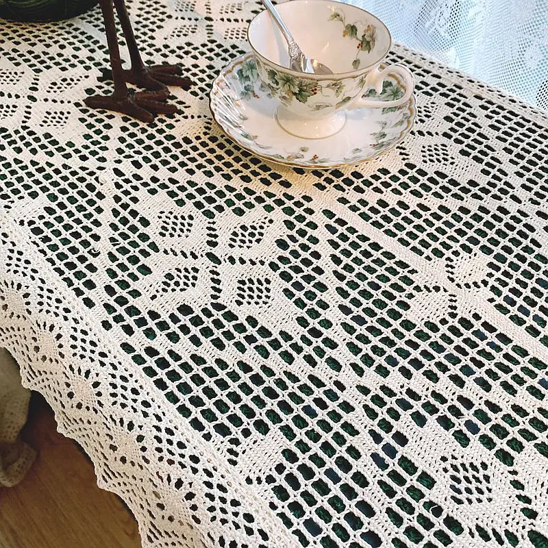 CROCHET TABLE RUNNER - 45cm Wide - Retro Lace Edge