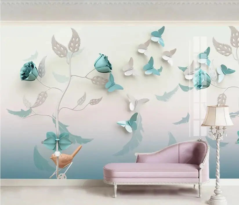 Custom 3D Floral Plant Wall Mural – 10 Designs, 7 Materials