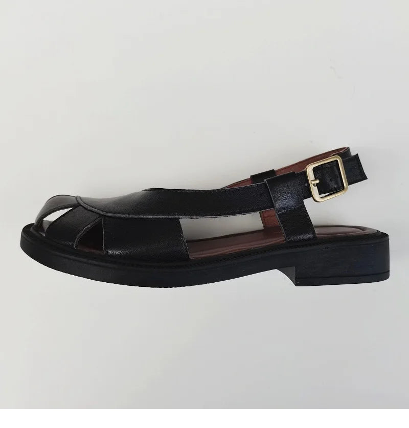 Careaymade-Genuine Leather wide toe big size sandals women's shoes original Handmade single breathable soft sole casual sandals