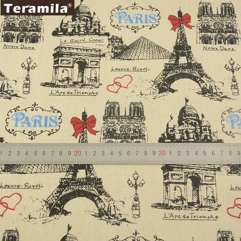 PRINTED CANVAS LINEN FABRIC - Cotton Linen Blend by the Yard - Bold Patterns for DIY