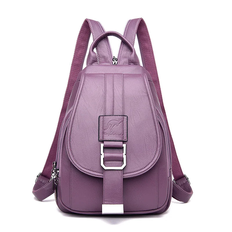Women's Leather Backpack, Wine Red, Kangaroo, Fashion Backpack