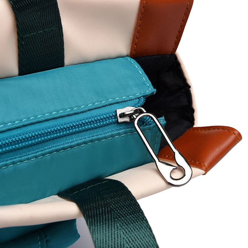 Color Block Oxford Tote Backpack