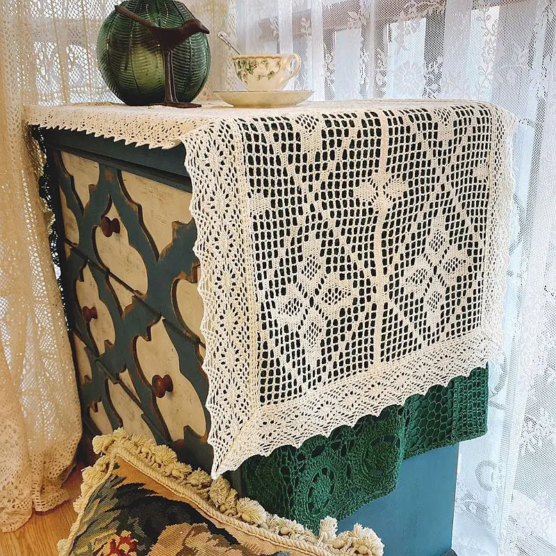 CROCHET TABLE RUNNER - 45cm Wide - Retro Lace Edge