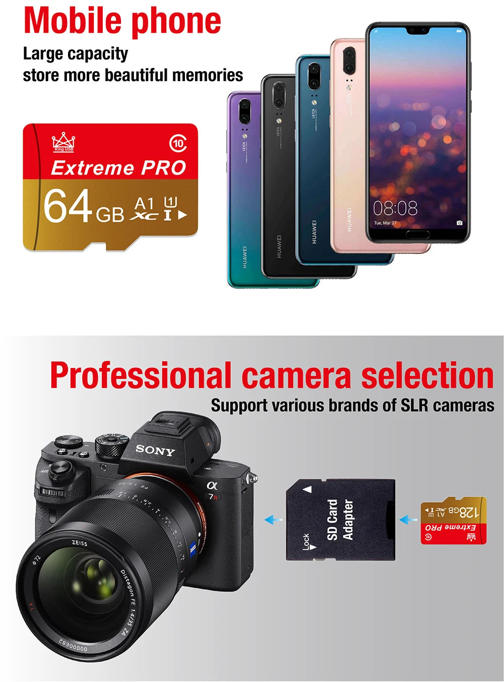 Karta pamięci High Endurance do monitoringu wideo Karta TF 256GB 128GB 64GB 32GB Karta Mini SD MAX do 100MB/s Karta Flash do telefonu komórkowego