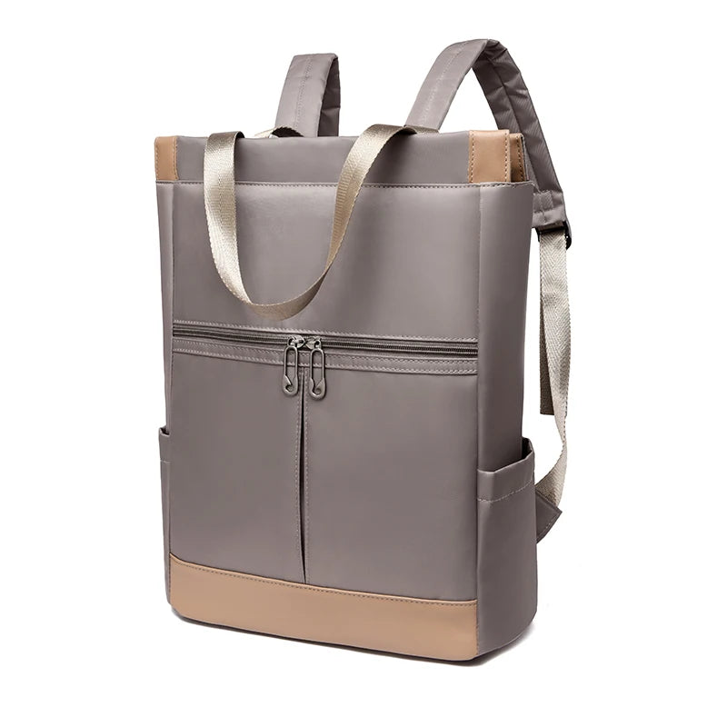 Color Block Oxford Tote Backpack