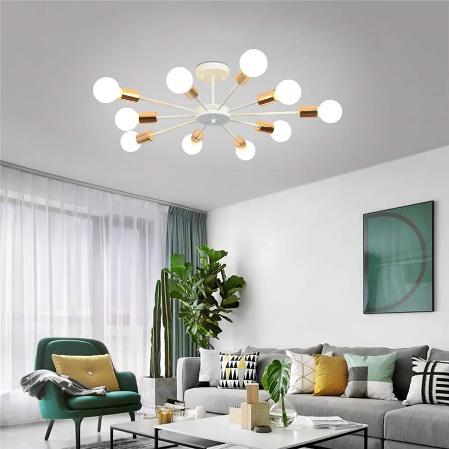 Industrial Sputnik Flush Mount Chandelier – 6/8/10 Heads