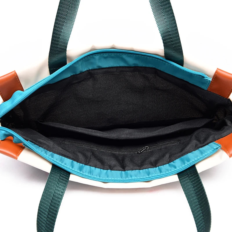 Color Block Oxford Tote Backpack
