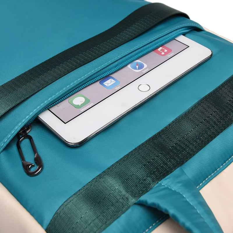 Color Block Oxford Tote Backpack