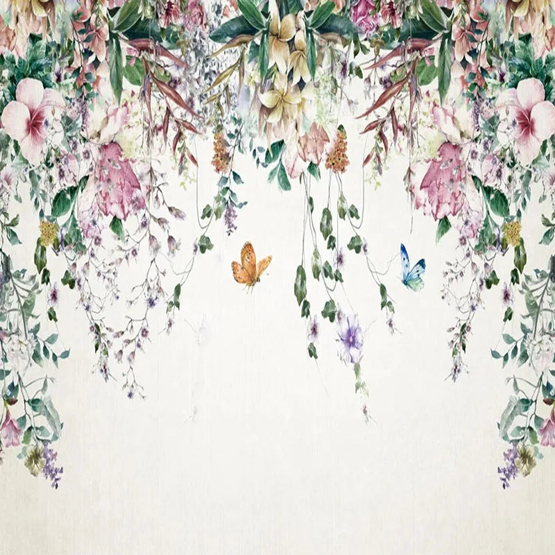 WATERCOLOR VINE MURAL - Custom 3D Wallpaper - Romantic Wall Decor