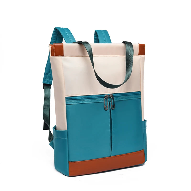 Color Block Oxford Tote Backpack