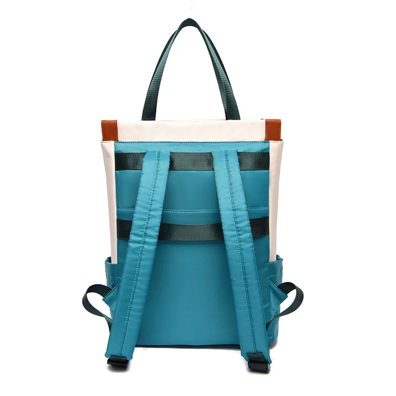 Color Block Oxford Tote Backpack