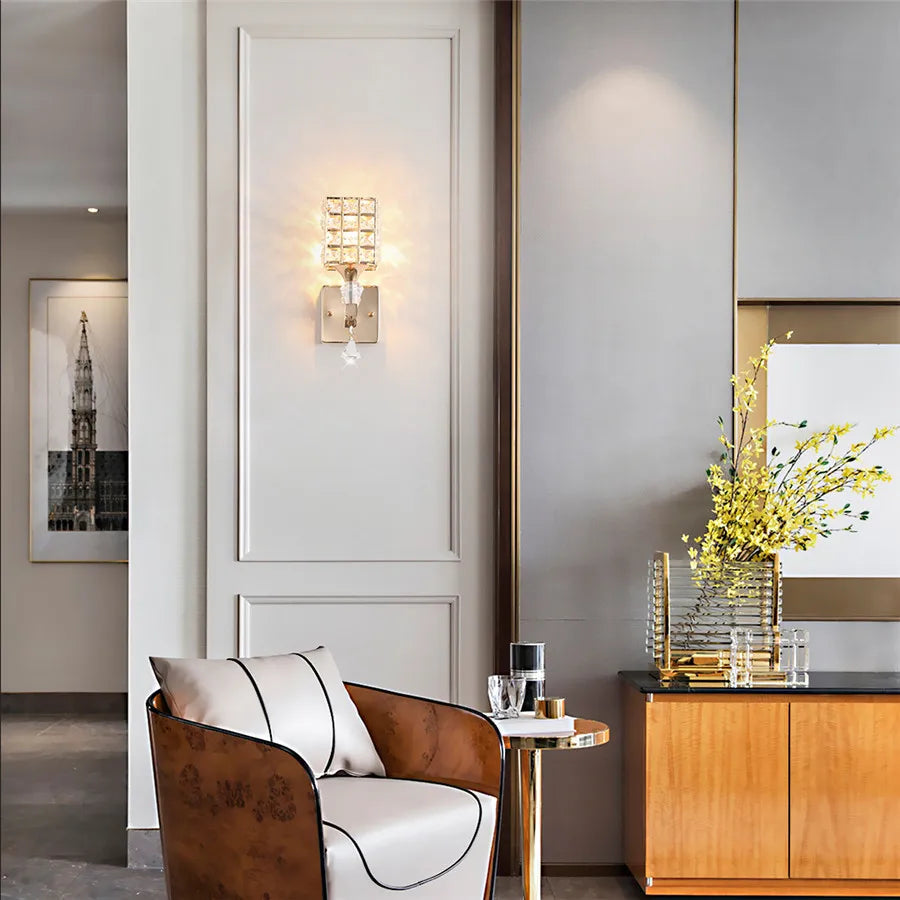 Retro K9 Crystal Wall Sconce – Gold/Silver, 8 Styles