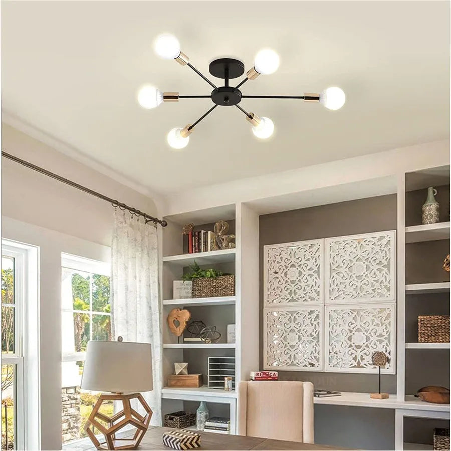 Industrial Sputnik Flush Mount Chandelier – 6/8/10 Heads