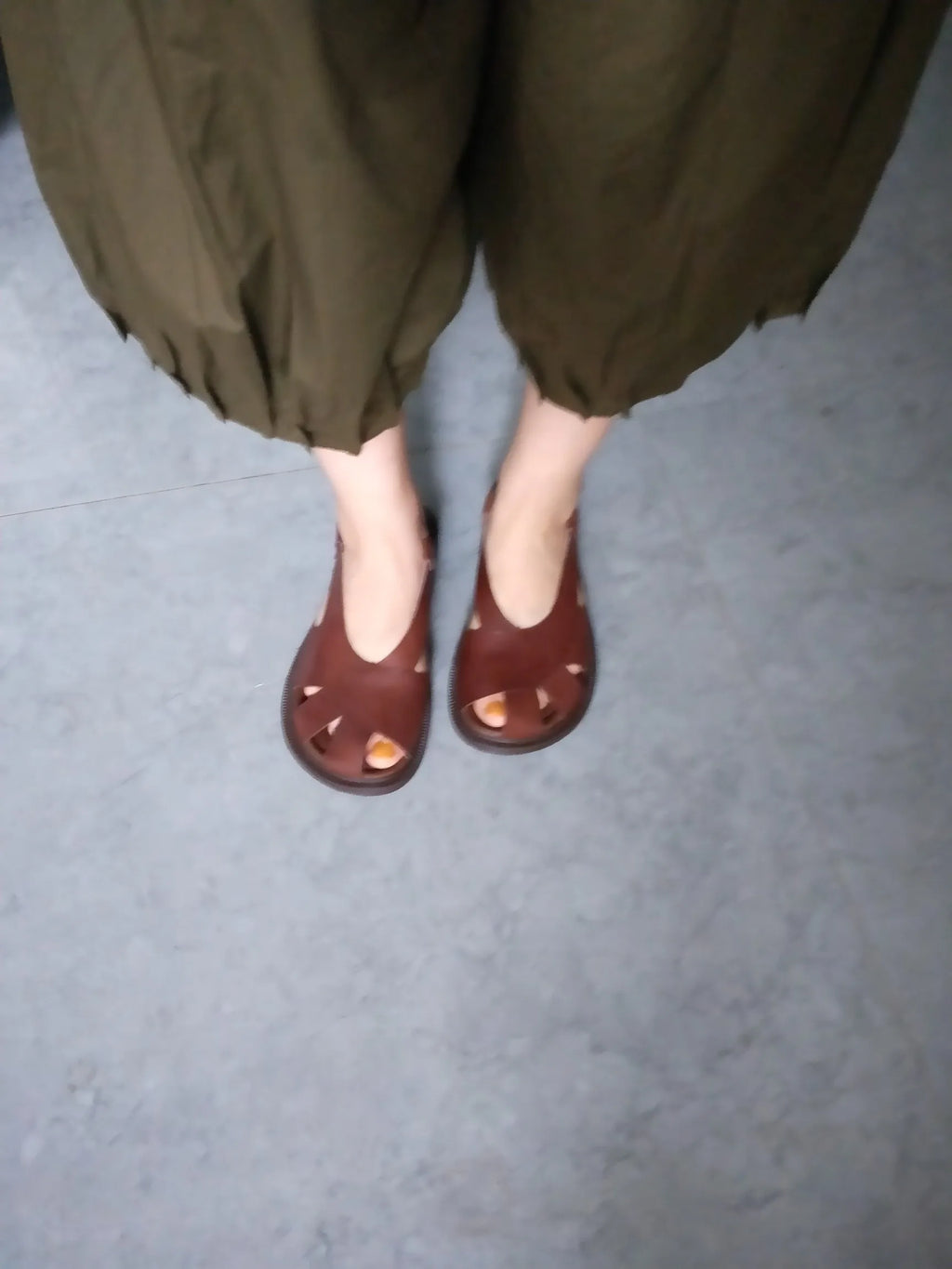 Careaymade-Genuine Leather wide toe big size sandals women's shoes original Handmade single breathable soft sole casual sandals