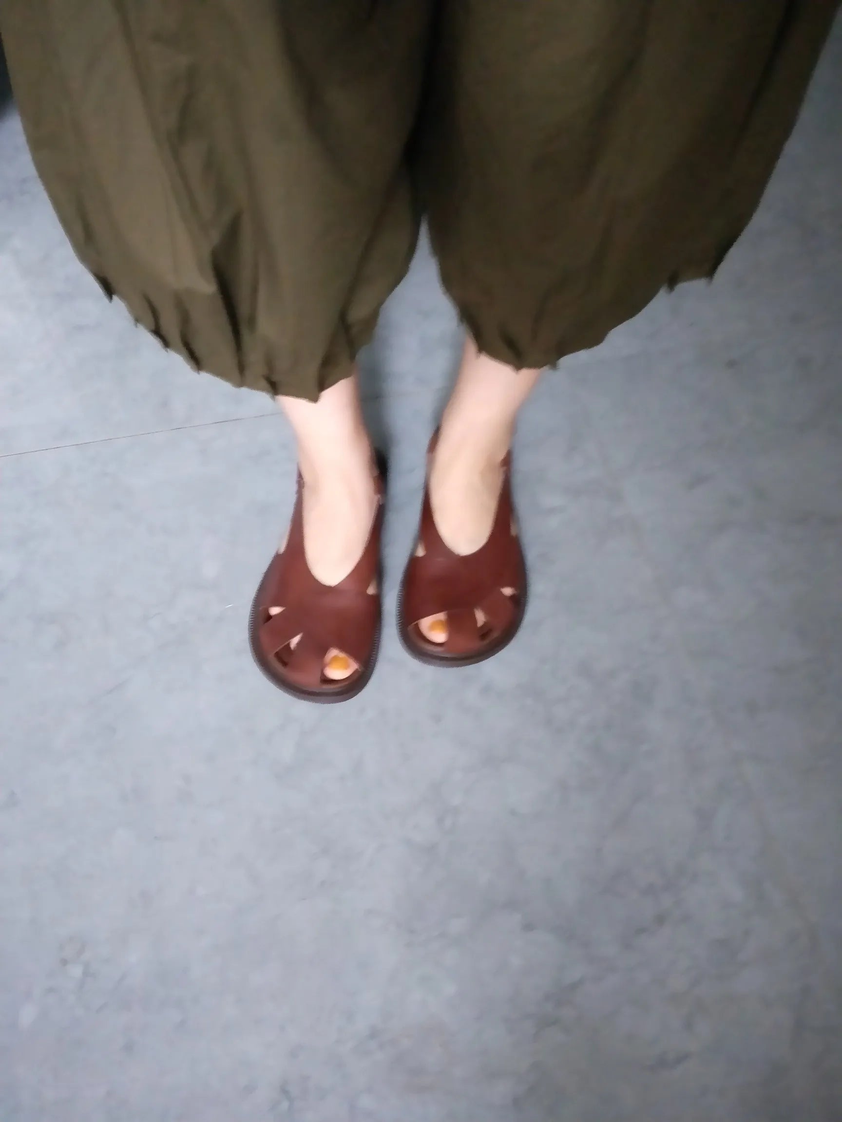 Careaymade-Genuine Leather wide toe big size sandals women's shoes original Handmade single breathable soft sole casual sandals